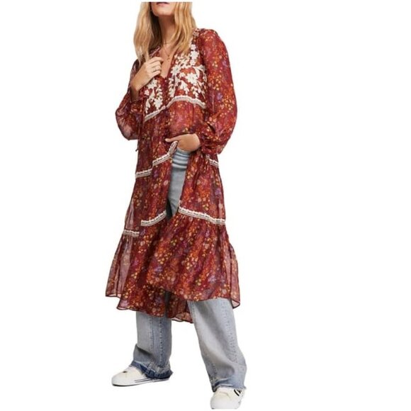 🎁 Free People Call On Me Embroidered Maxi Top - Picture 2 of 10